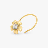 Buy 18K Gold Plated Floral Silver Nose Pin Online | March