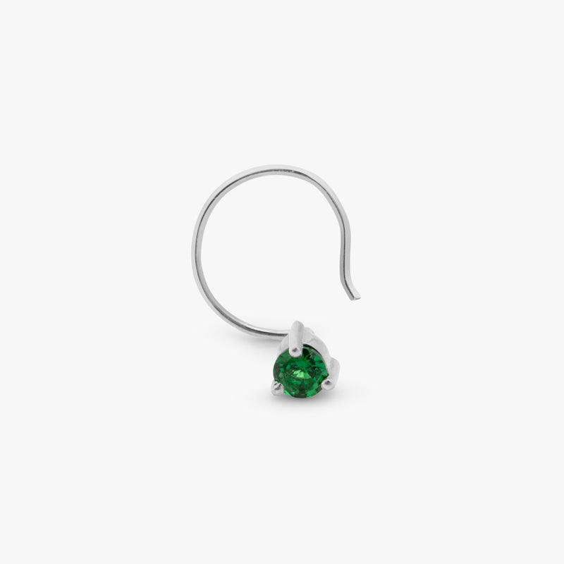 Buy Silver Green Zircon Nose Pin Online | March