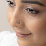Buy Silver Green Zircon Nose Pin Online | March