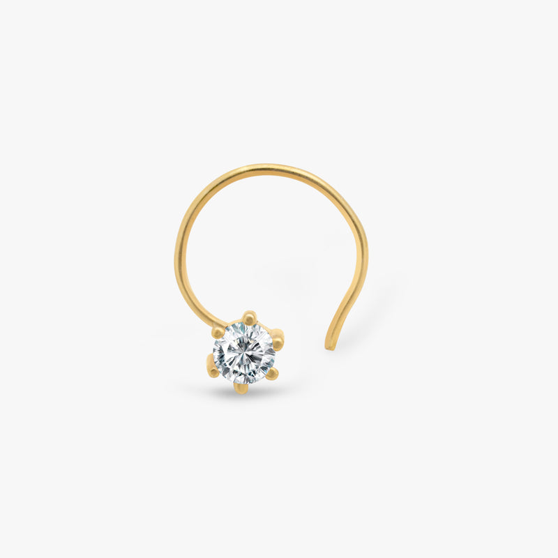 Buy 18k Classic Gold Plated Silver Zircon Nose Pin Online | March