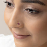 Buy Dark Pink Silver Nose Pin Online | March