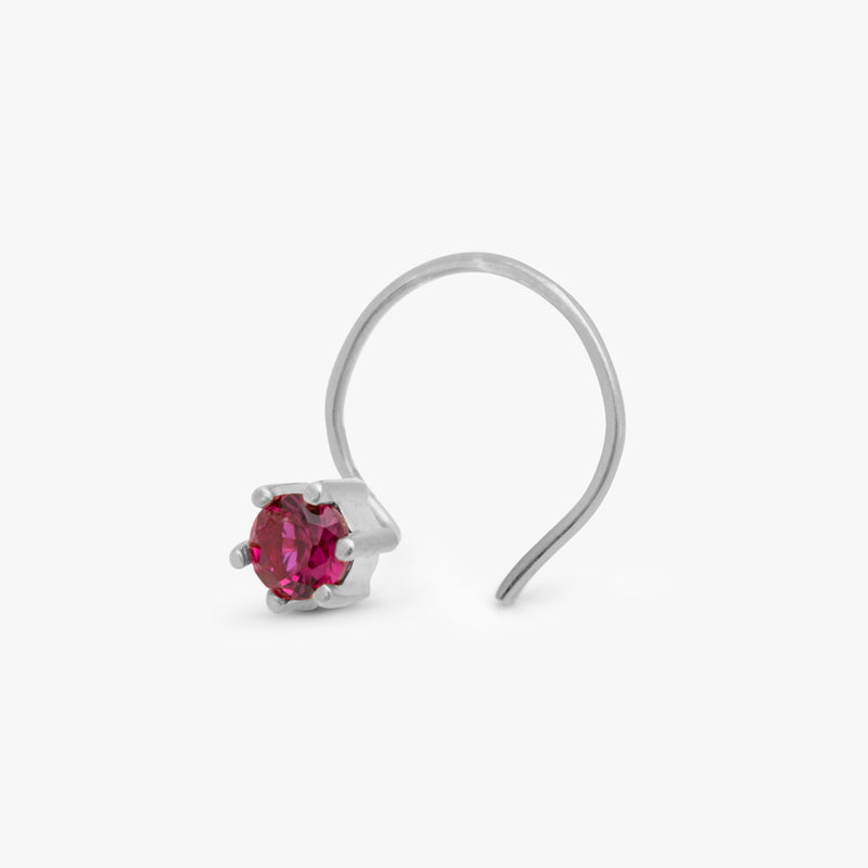 Buy Dark Pink Silver Nose Pin Online | March