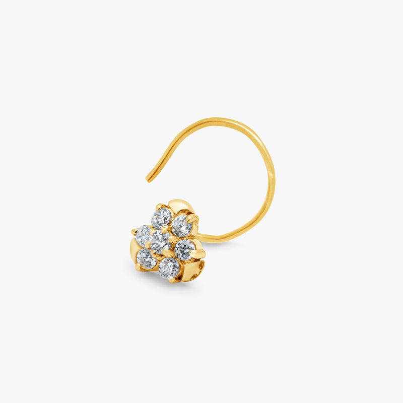 Buy 18K Gold Plated Silver Studded Nose Pin Online | March