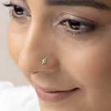 Buy 18K Gold Plated Silver Zircon Nose Pin Online | March