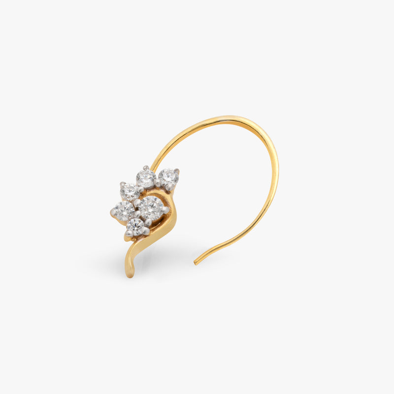 Buy 18KGold Plated Silver Floral Nose Pin Online | March