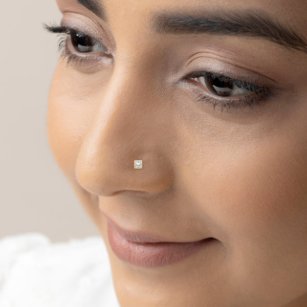 18k Gold Plated Silver Square Nose Pin