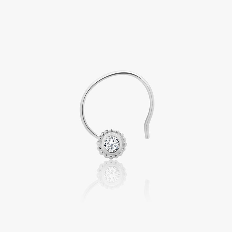 Silver Classy Round Zircon Nose Pin
