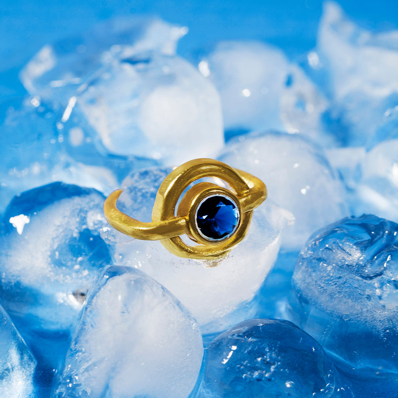 Blue Crystal Circular Ring