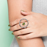 Peridot Green Crystal Statement Ring