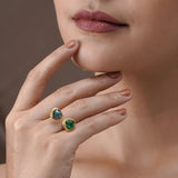 Green & Blue Dual-Tone Quartz Ring