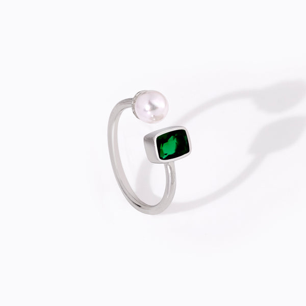 Buy Green Silver Pearl Ring Online | March