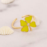 Dainty Clover Enamel Ring