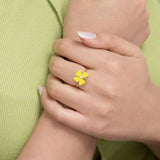 Dainty Clover Enamel Ring
