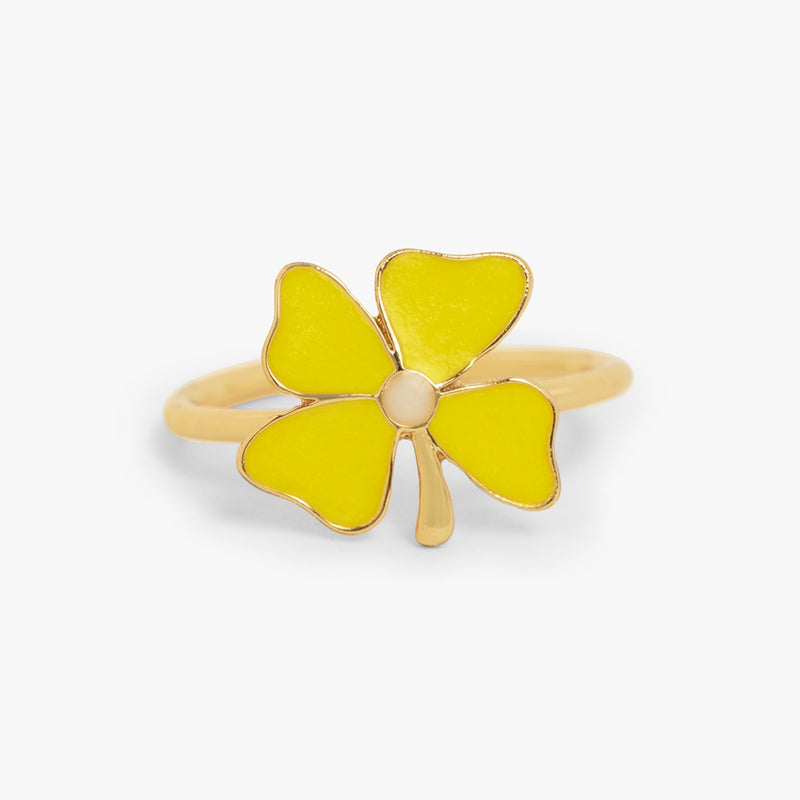 Dainty Clover Enamel Ring