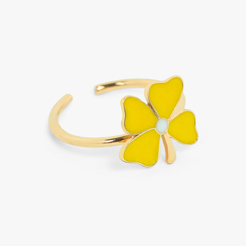 Dainty Clover Enamel Ring