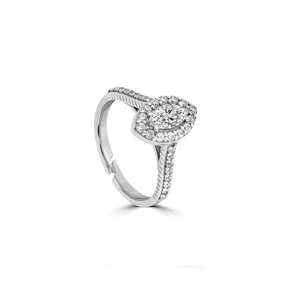 Buy Elegant Silver Zircon Studded Ring Online | March