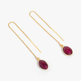 18k Gold Plated Silver Dyed Ruby Threader Earrings