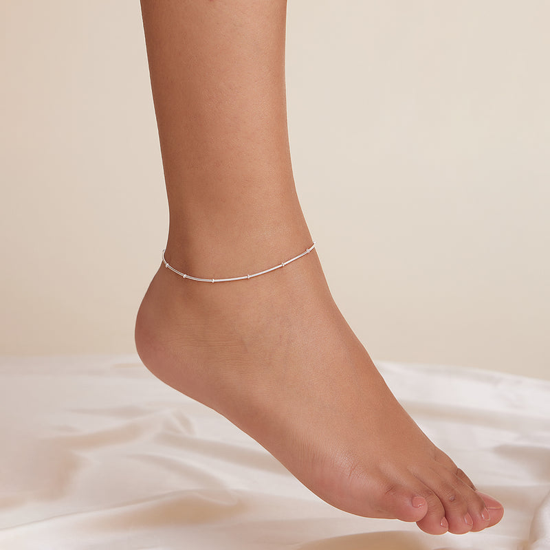 Ball Chain Silver Anklet