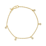 18k Gold Plated Dangling White Zircons Silver Anklet