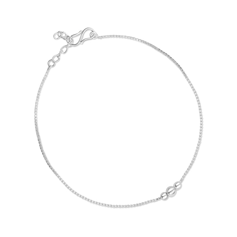 Metal Beads Silver Anklet