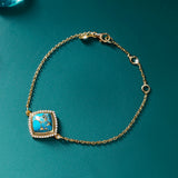 18k Gold Plated Silver Blue Copper Turquoise Bracelet