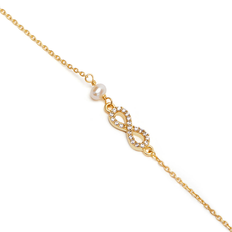18k Gold Plated Silver Infinity Freshwater Pearl Bracelet