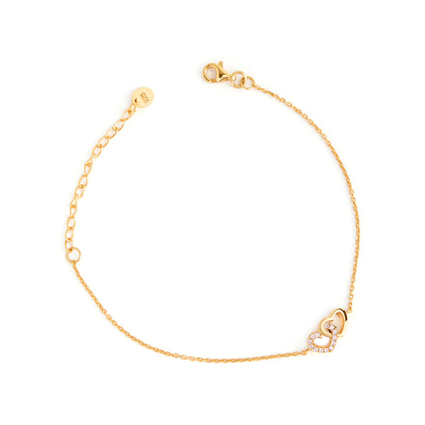 18k Gold Plated Silver Interwined Hearts Bracelet
