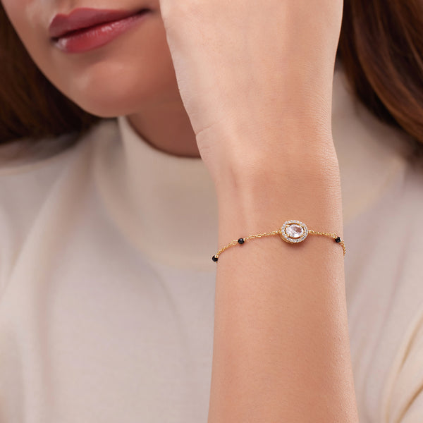 18K Gold Plated Silver Solitaire Mangalsutra Bracelet