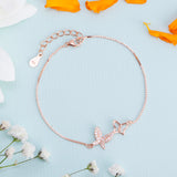 18K Rose Gold Plated Silver Butterfly Motif Bracelet