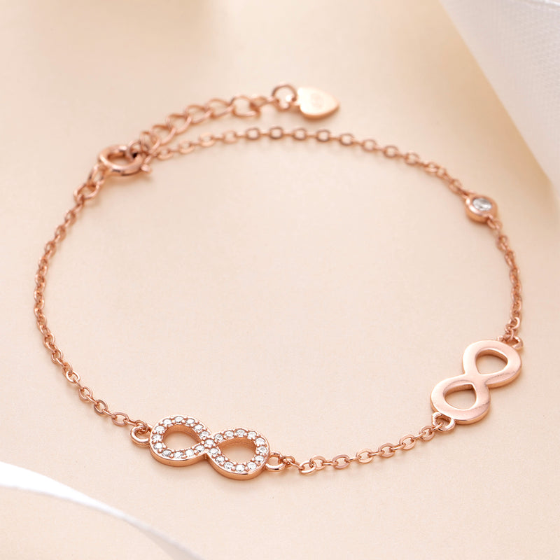 18K Rose Gold Plated Silver Infinity Bracelet