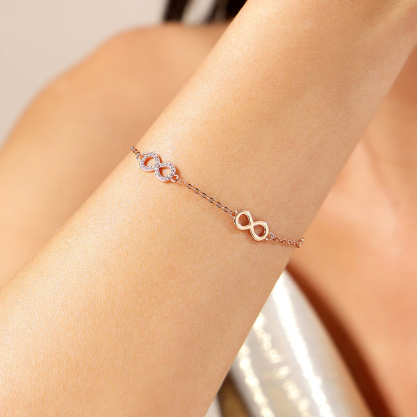 18K Rose Gold Plated Silver Infinity Bracelet