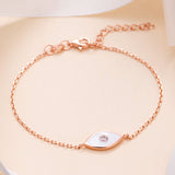 18K Rose Gold Plated Silver Mother of Pearl Evil Eye Bracelet