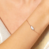 18K Rose Gold Plated Silver Mother of Pearl Evil Eye Bracelet