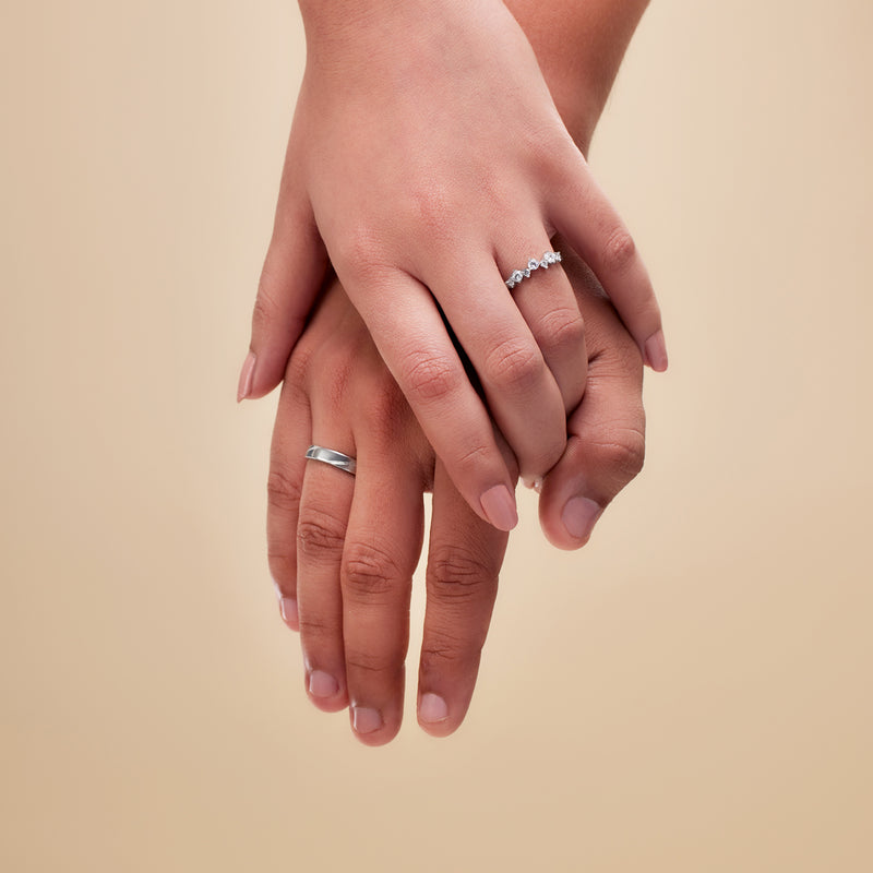 Timeless White Zircon Silver Couple Rings