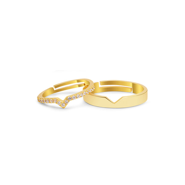 18k Gold Plated Love Forever Silver Couple Rings