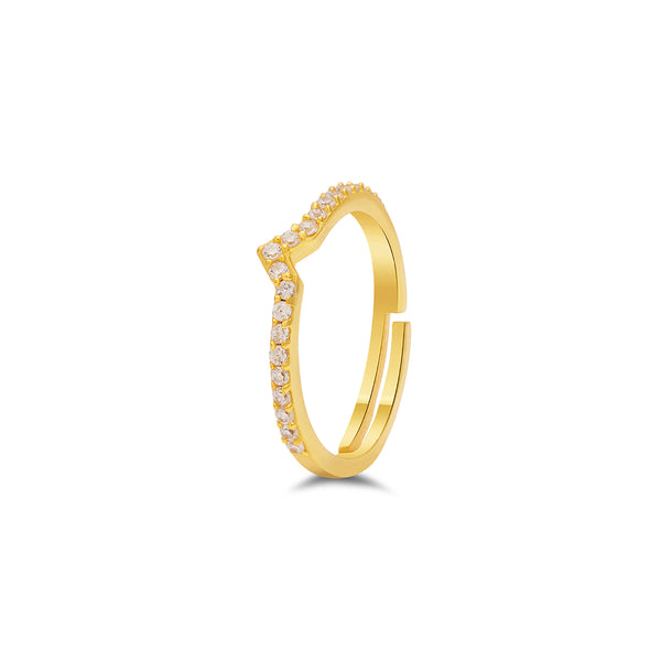 18K Gold Plated Studded Silver Ring