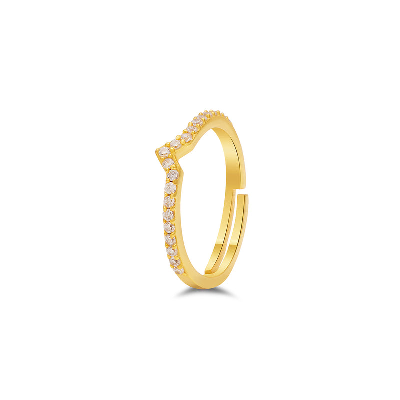 18K Gold Plated Studded Silver Ring