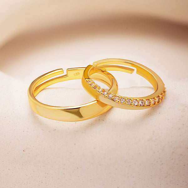18K Gold Plated Precious Love Silver Couple Rings