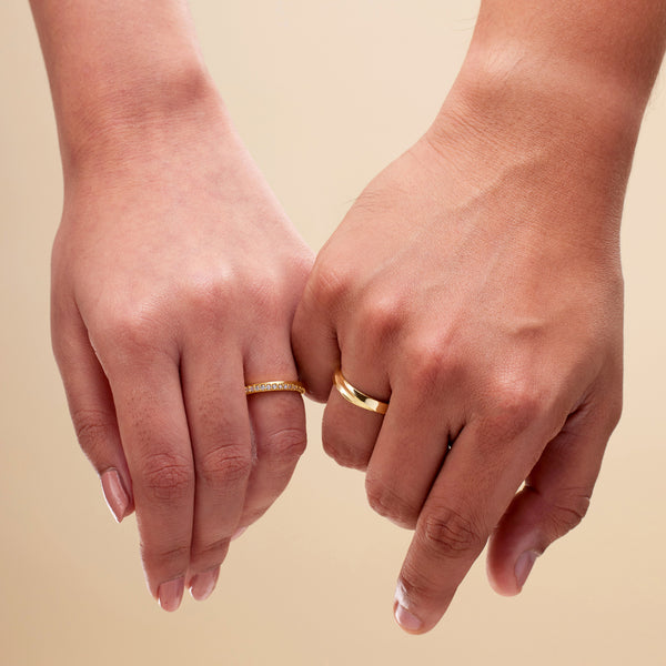 18K Gold Plated Precious Love Silver Couple Rings