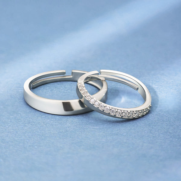 Precious Love Zircon Silver Couple Rings
