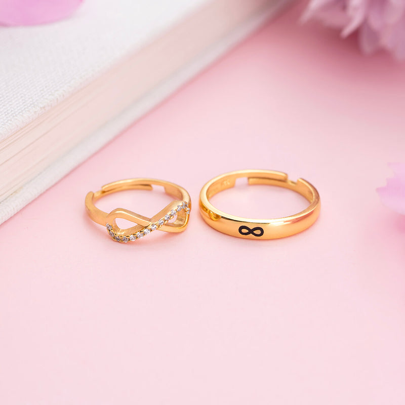 18K Gold Plated Silver Infinity Couple Rings