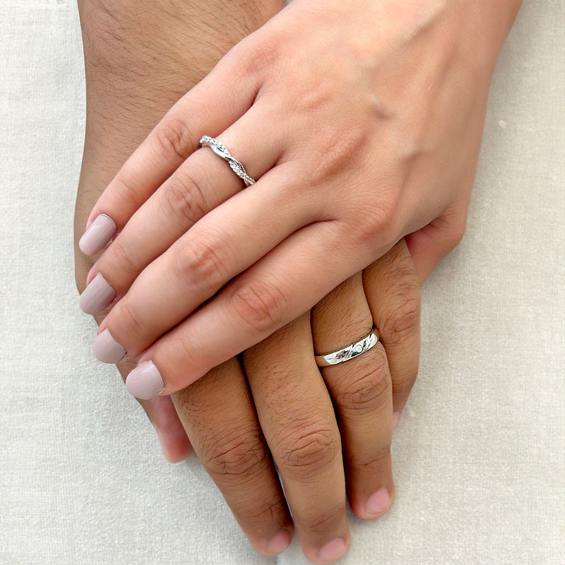 Silver Minimal Zircon Couple Rings