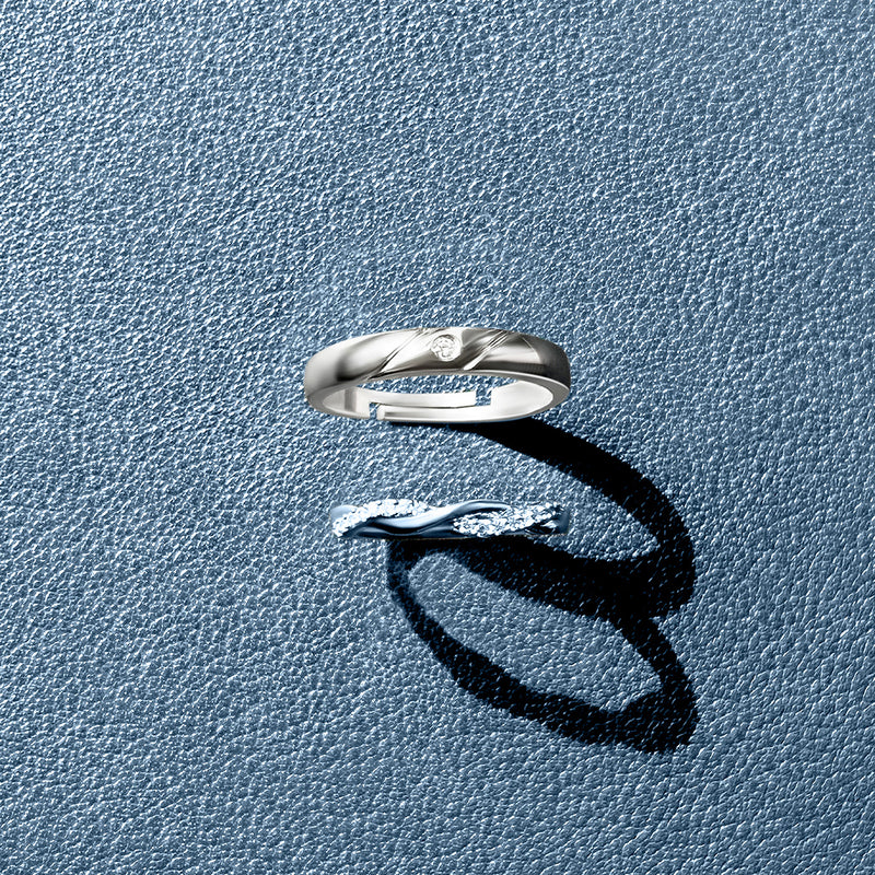 Silver Minimal Zircon Couple Rings