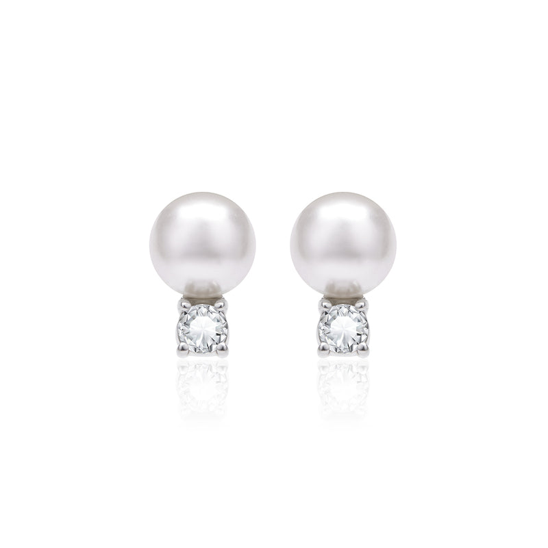 Zircon And Pearl Silver Studs