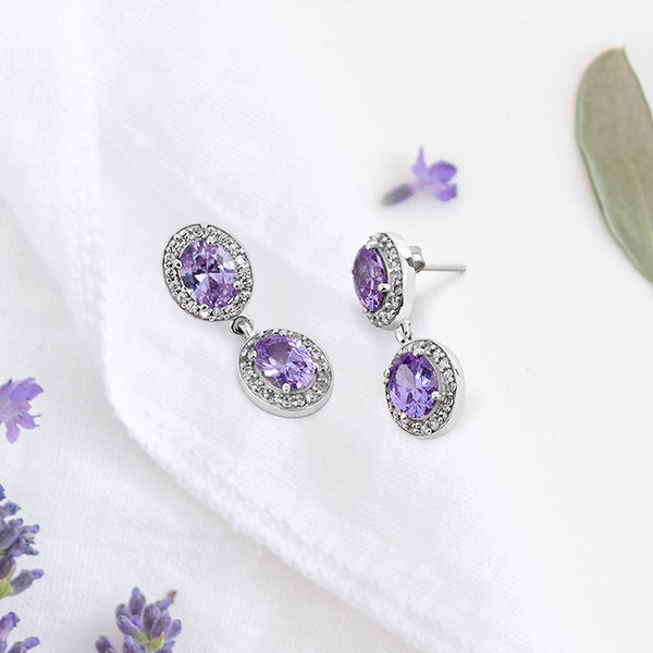 Lavender Silver Halo Earrings