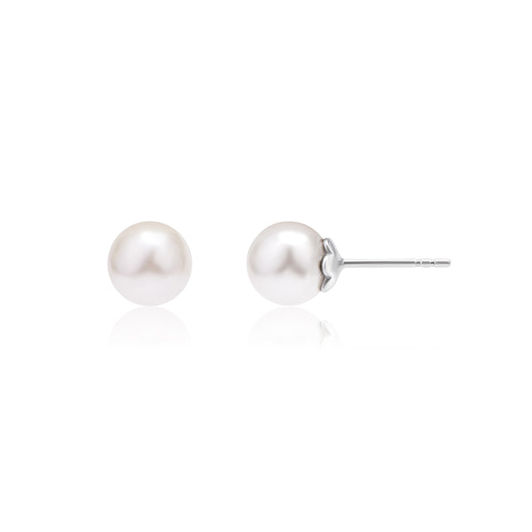 Classic Silver Natural Pearl Earrings