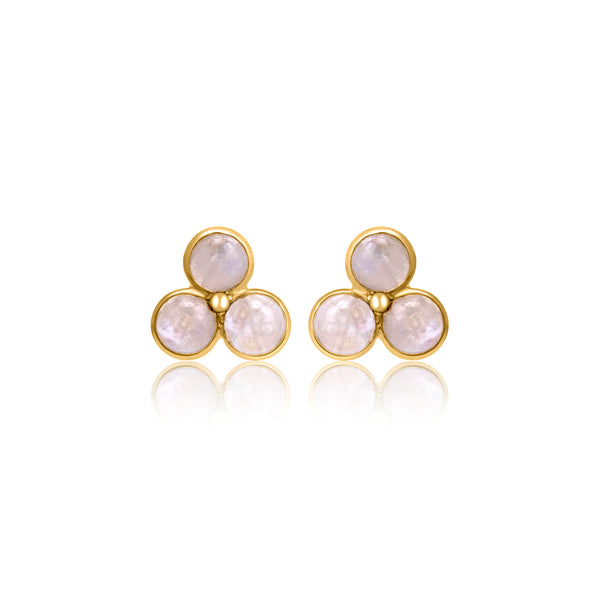 18k Gold Plated Silver Moonstone Studs