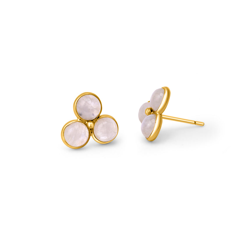 18k Gold Plated Silver Moonstone Studs