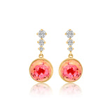18k Gold Plated Silver Pink Dry Flower Earrings