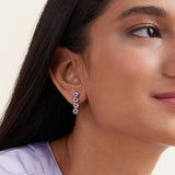Statement Floral Pink & White Zircon Silver Earrings